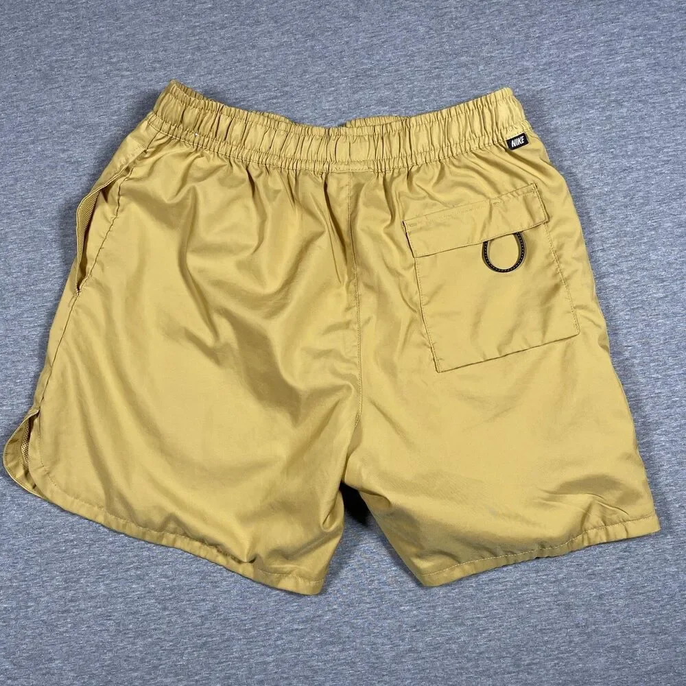 Nike Swim Trunks Mens M Yellow Mesh Lined Drawstring Pockets Quick Dry Athletic